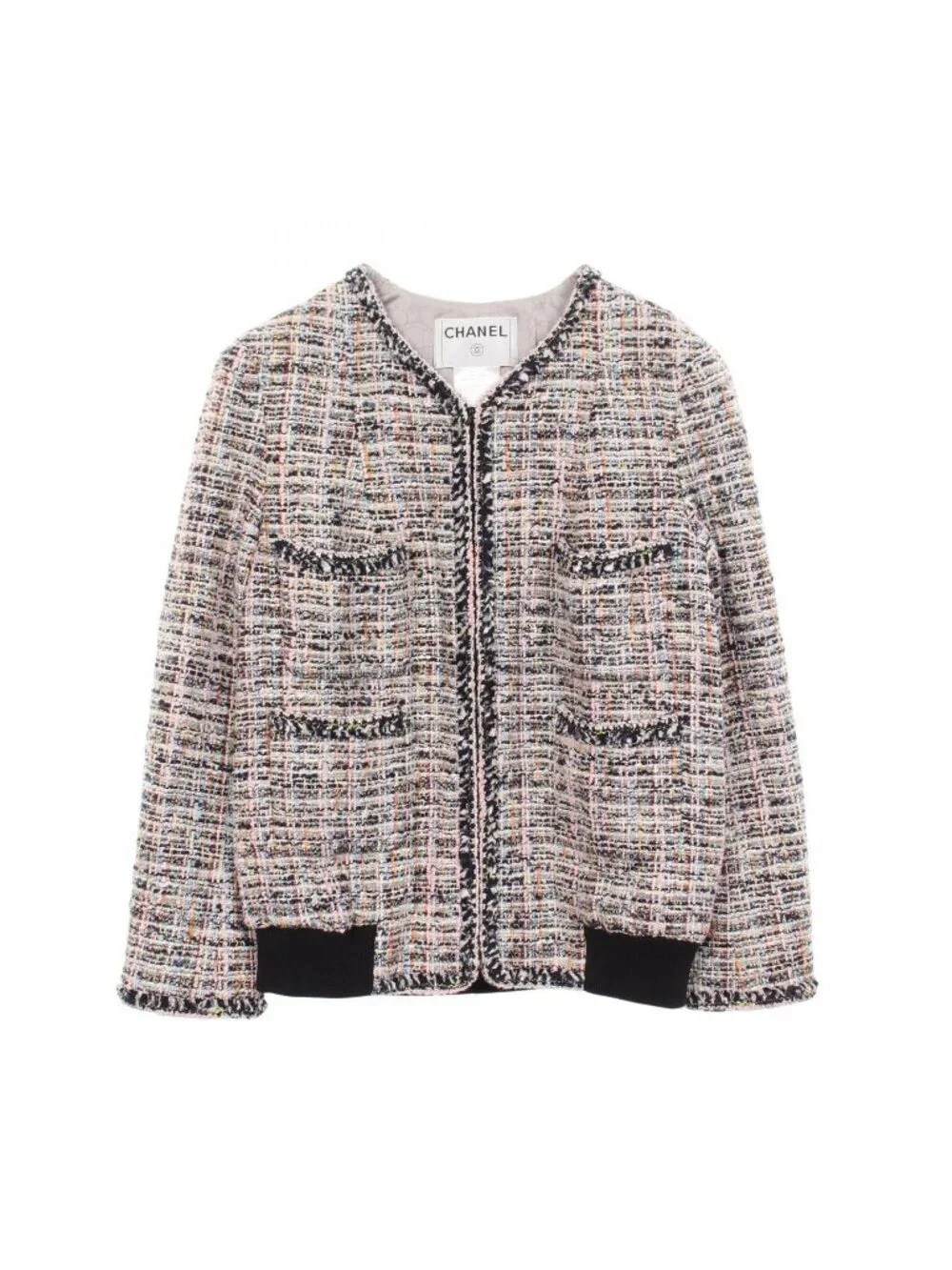 Chanel CC Logo Button Tweed Jacket Multicolor